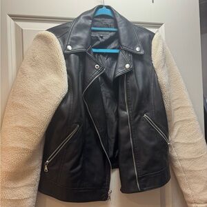 Express Black and Cream Leather Jacket